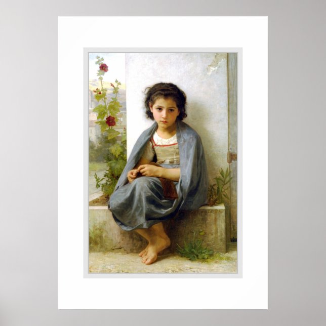 Póster The Little Knitter 1882, Bouguereau Poster (Frente)