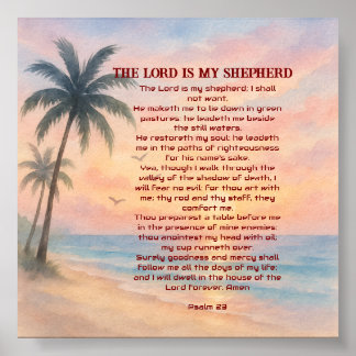 Póster The Lord Is My Shepherd Psalm 23 Sunset Beach 