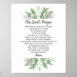 Póster The Lord's Prayer with Greenery ~ Matthew 6:9-13