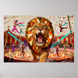 Póster The Majestic Lion of the Circus - A Captivating 