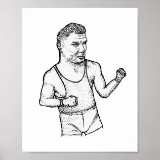 Póster The Manassa Mauler: Hand-Drawn Jack Dempsey Print