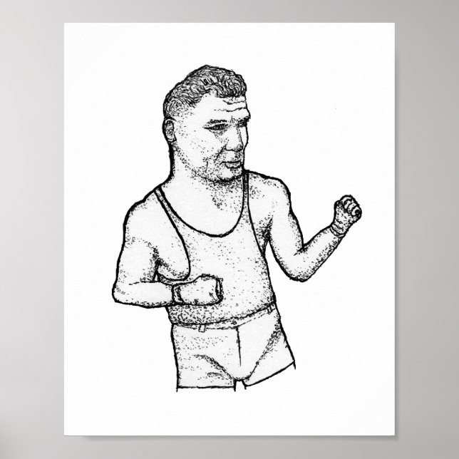 Póster The Manassa Mauler: Hand-Drawn Jack Dempsey Print (Frente)