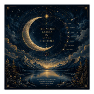 Póster The Moon Guides Arte Celestial de Luna y Estrell