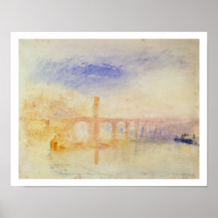 Póster The Moselle Bridge, Coblenz, c.1842 (c/c y grafit)