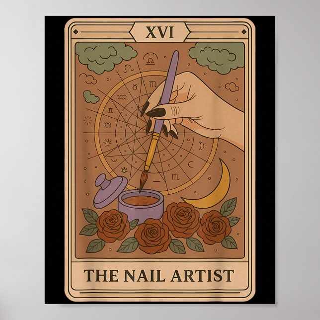Póster The Nail Artist Tarot Card Mystical Nail Tech Zodi (Frente)