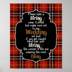 Póster The Necklace Game Red Flannel Bridal Shower Game