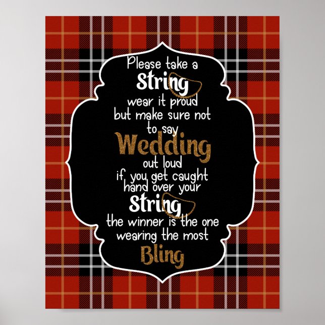 Póster The Necklace Game Red Flannel Bridal Shower Game (Frente)