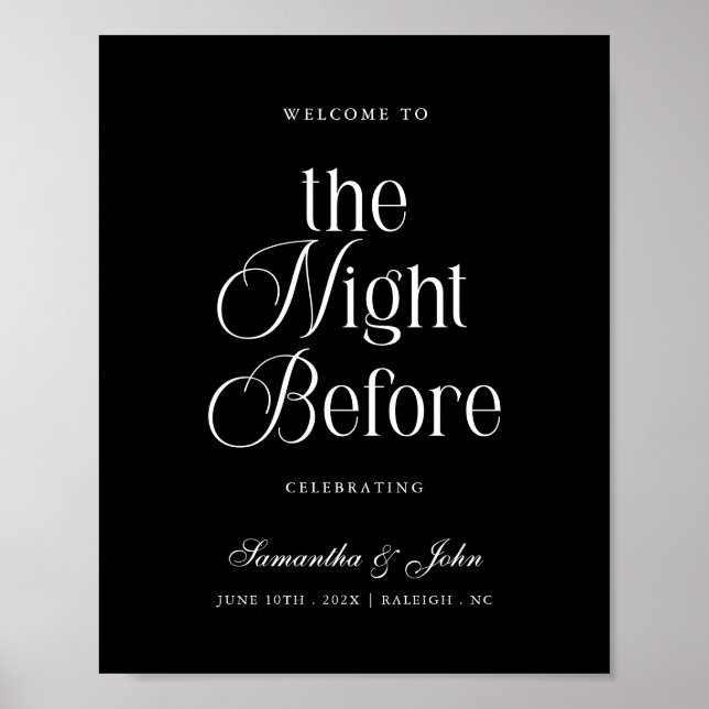 Póster The Night Before Rehearsal Dinner Welcome Sign (Frente)