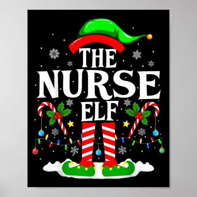 Póster The Nurse Elf Christmas Nursing Funny Rn Christmas (Frente)