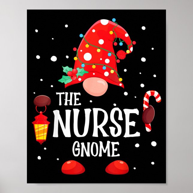 Póster The Nurse Gnome Matching Family Christmas Gnome Pa (Frente)