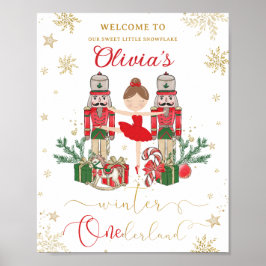 Póster The Nutcracker Winter Onederland 1st Birthday Red