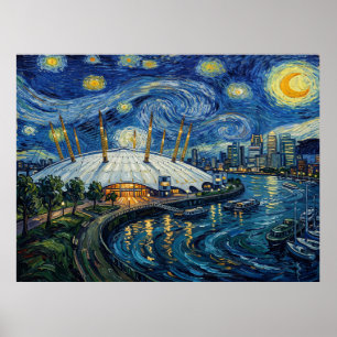 Póster The O2 Arena Bajo el Cielo Nocturno de Londres