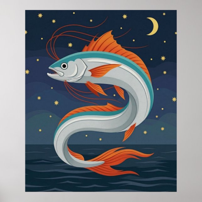 Póster The Oarfish Tarot Card Poster with Crescent Moon a (Frente)