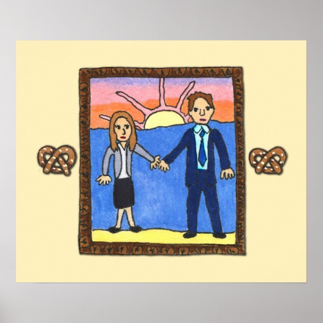 Póster The Office  Jim and Pam Framed Portrait Illustrati (Frente)