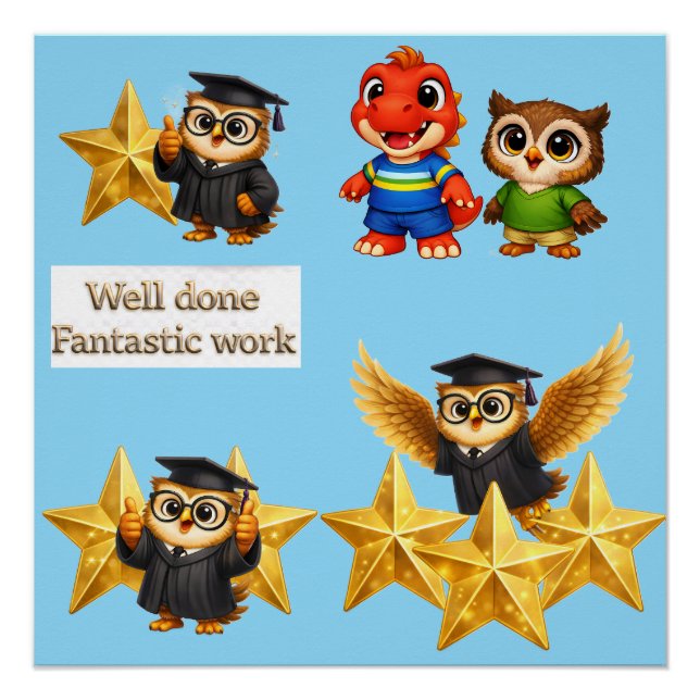 Póster The owl star series collection well done achieveme (Anverso)