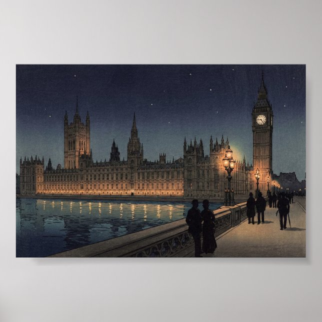 Póster The Palace of Westminster Japanese Woodblock Print (Frente)