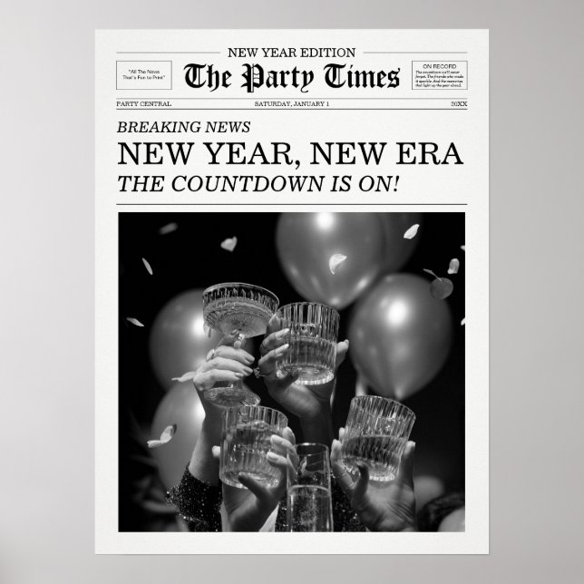 Póster The Party Times Newspaper New Year New Era (Frente)