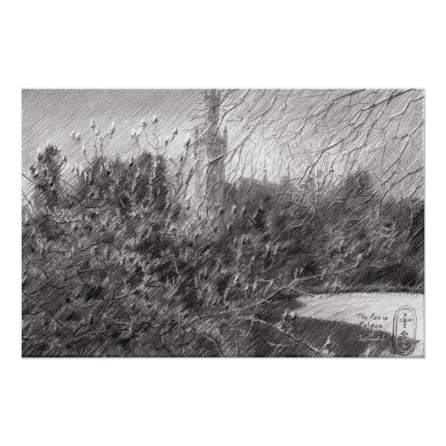Póster The Peace Palace – Graphite Landscape Elegance (Anverso)