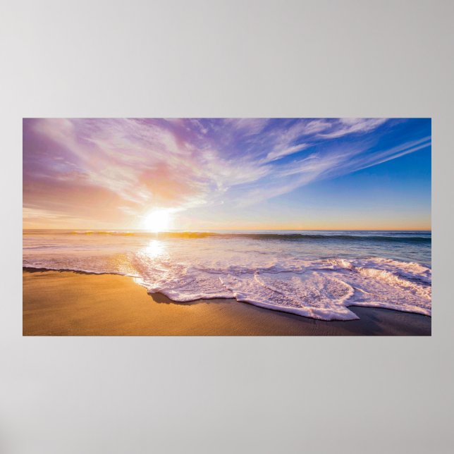 Póster The Perfect Golden Sunset over a Sandy Beach Canva (Frente)