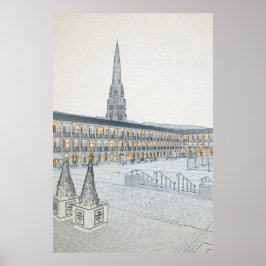 Póster The Piece Hall, Halifax, Boceto Arquitectónico