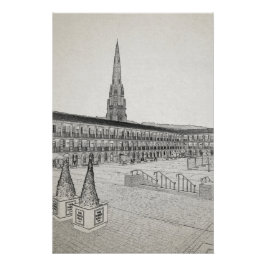 Póster The Piece Hall, Halifax, Boceto Arquitectónico