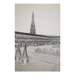 Póster The Piece Hall, Halifax, Boceto Arquitectónico