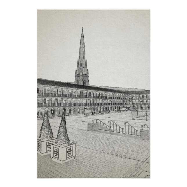 Póster The Piece Hall, Halifax, Boceto Arquitectónico (Anverso)