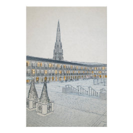Póster The Piece Hall, Halifax, Boceto Arquitectónico