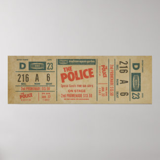 Póster The Police Concert Ticket – Vintage Rock Wall Art 