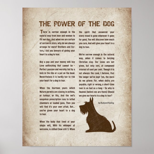 Póster The Power of the Dog Poem - Rudyard Kipling  (Frente)