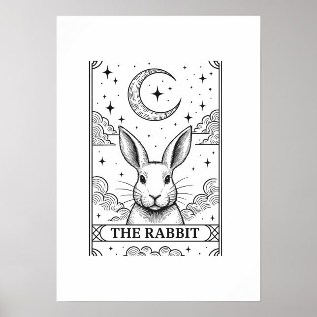 Póster The Rabbit | Mystical Moon Tarot Card Illustration (Frente)