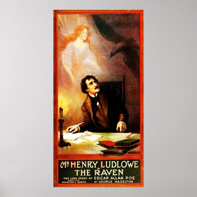 Póster The Raven Edgar Allan Poe 1908 de George Hazelton (Frente)