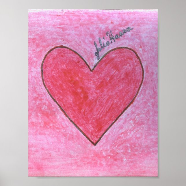 Póster The Red And Pink Valentine Heart By Julia Hanna (Frente)