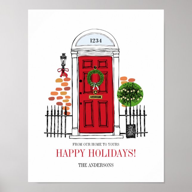 Póster The Red Holiday Christmas Door Poster Sign (Frente)