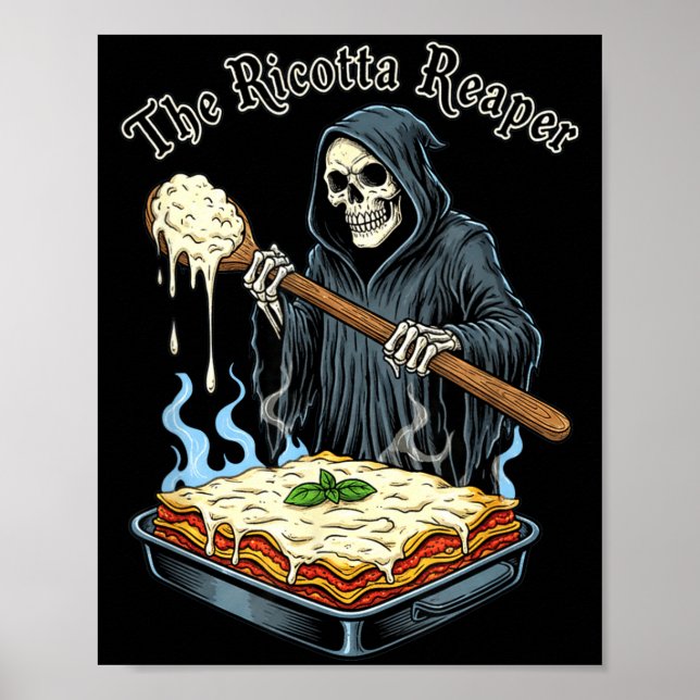 Póster The Ricotta Reaper Funny Italian Halloween Lasagna (Frente)