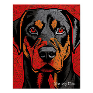 Póster The Rottweiler Dog, Red and Black 003 - Ulises Dal