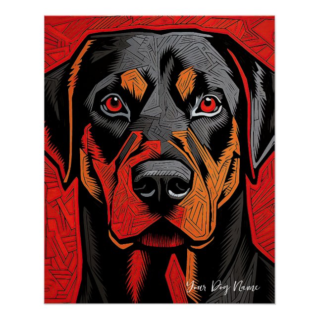 Póster The Rottweiler Dog, Red and Black 003 - Ulises Dal (Anverso)