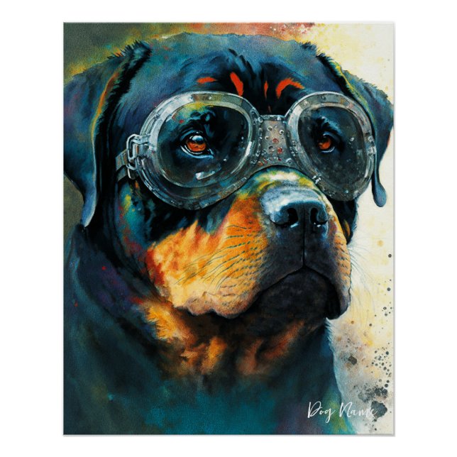 Póster The Rottweiler Dog With Sunglasses 004 (Anverso)
