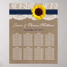 Póster The Rustic Sunflower Wedding Collection - Navy