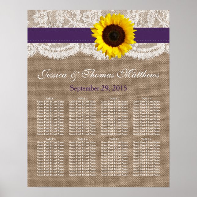 Póster The Rustic Sunflower Wedding Collection - Purple (Frente)