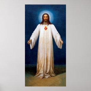 Póster The Sacred Heart of Jesus Devotional Image.