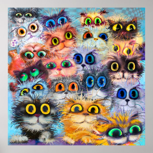 Póster The set of cats portraitsart,portrait,animal,abstr (Frente)