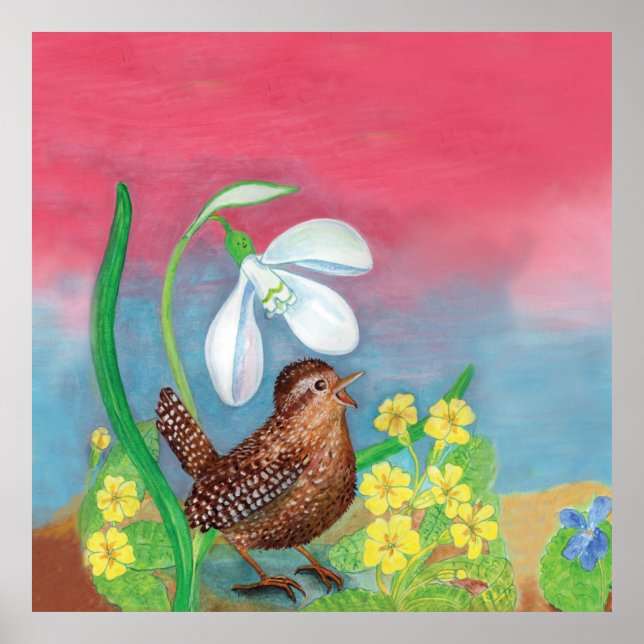 Póster The snowdrop and the wren bird summon the spring (Frente)