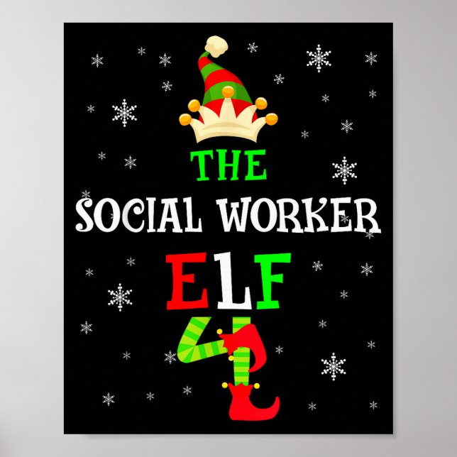 Póster The Social Worker Elf Christmas Elf Matching Famil (Frente)