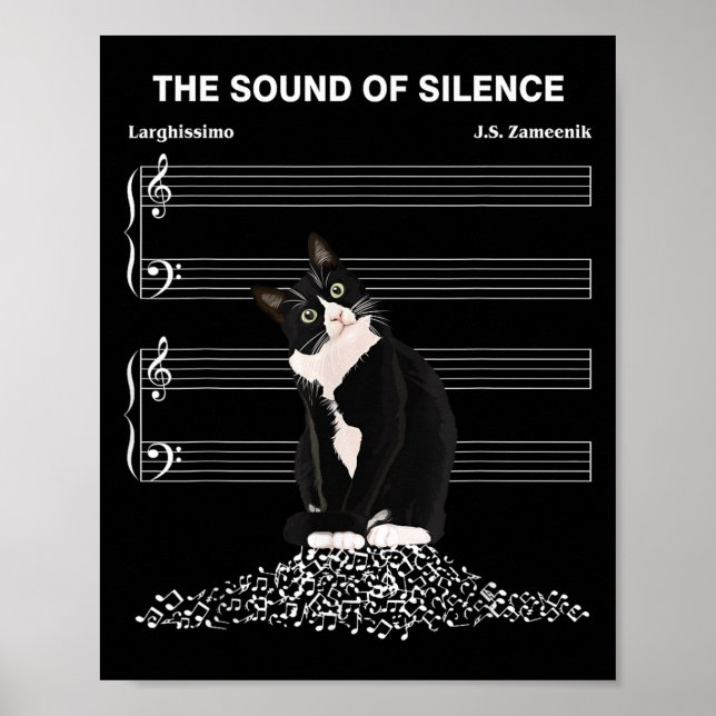 Póster The Sound Of Silence Music And Cats Lover  (Frente)