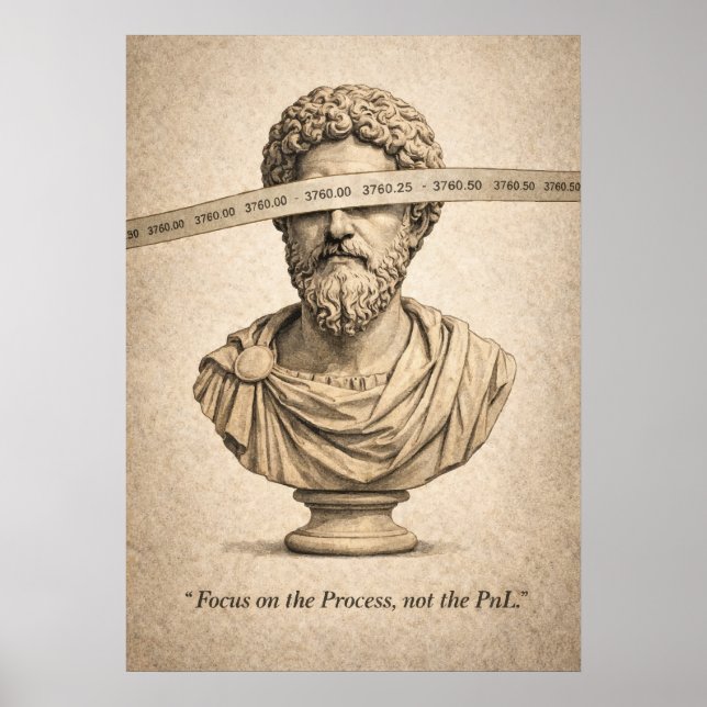 Póster The Stoic Trader, Process vs PnL, Forex Trading (Frente)