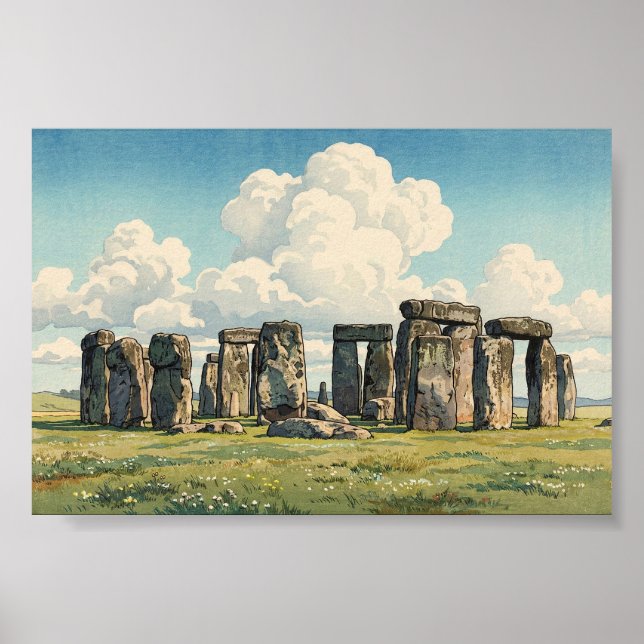 Póster The Stonehenge Japanese Woodblock Print (Frente)