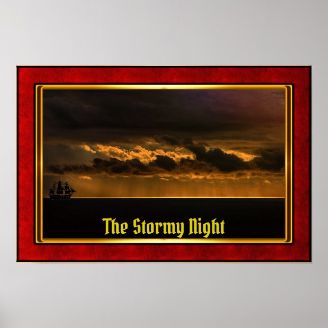 Póster The Stormy Night - Galleon at Sunset (Frente)
