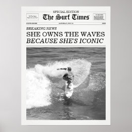 Póster The Surf Times Newspaper She Owns The Waves