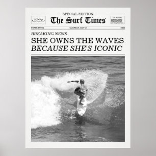 Póster The Surf Times Periódico Ella Posee Las Olas
